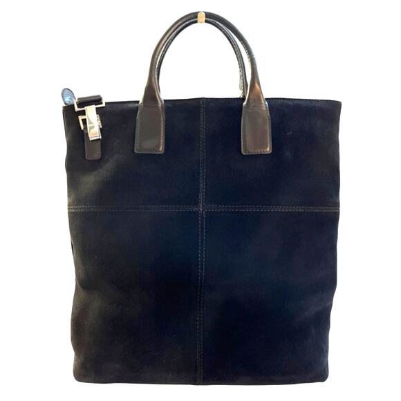 Gucci Tom Ford Vintage Made In Italy Black Suede Tote Bag Rago Bros Restored - Picture 4 of 13